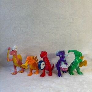 Ankyo Marching Band Dinosaurs Lot of 5 Plastic Dinosaurs w/ Instruments Toys